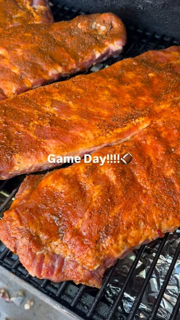 Game day ribs glazed and rubbed on the smoker